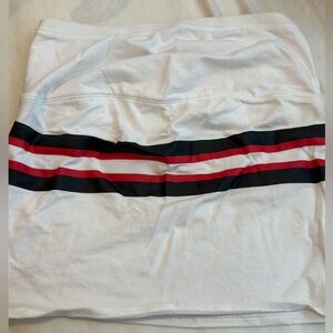 White Tube Top with Red and Black Stripe